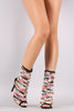 Multicolor Yarn Peep Toe Stiletto Ankle Boots