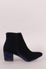 Crushed Velvet Block Heeled Ankle Boots