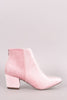 Crushed Velvet Block Heeled Ankle Boots