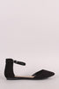 Breckelle Suede Pointy Toe Ankle Strap Flat