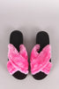 Qupid Crisscross Faux Fur Slide Sandal
