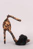 Shoe Republic LA Leopard Faux Fur Accent Ankle Strap Heel