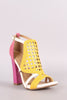 Shoe Republic LA Croco Colorblock Cutout Chunky Heel