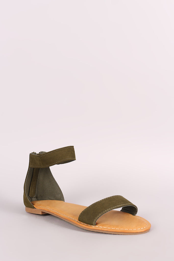 Bamboo Suede Tassel Ankle Cuff Flat Sandal