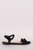 Bamboo Ruffle Ankle Strap Flat Sandal