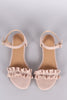 Bamboo Ruffle Ankle Strap Flat Sandal