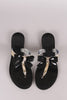 Rhinestone Accent Bow Jelly Thong Flat Sandal