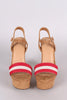 Bamboo Suede Striped Ankle Strap Chunky Platform Heel