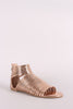 Liliana Mirror Metallic Strappy Open Toe Gladiator Flat Sandal
