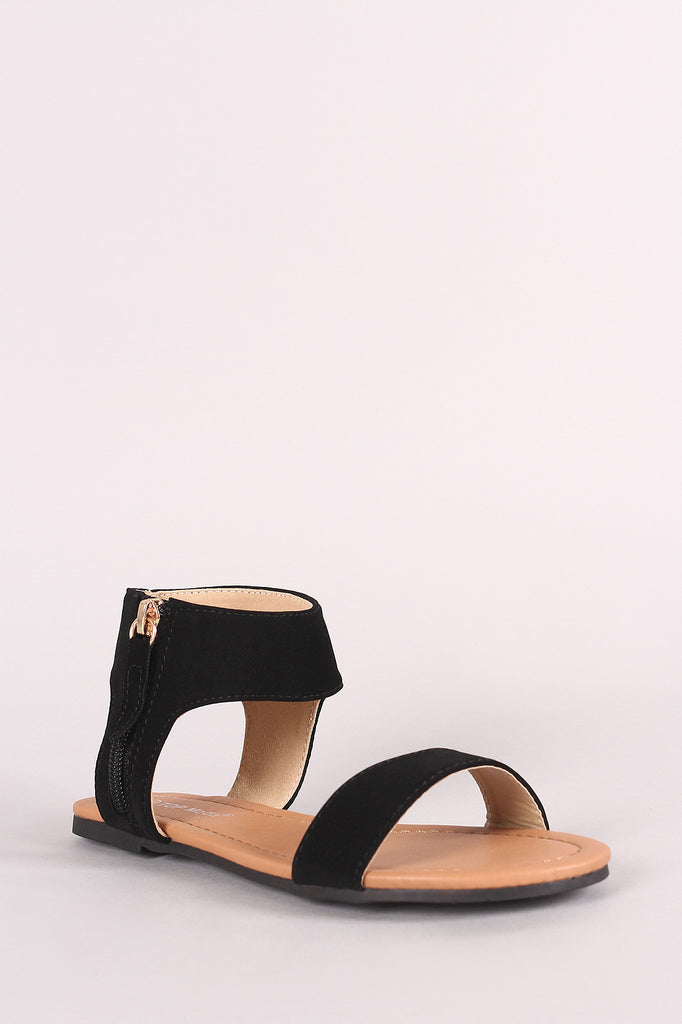 Single Band Side Zipper Flat Sandal