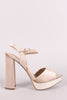 Delicious Velvet Open Toe Chunky Platform Heel