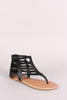 Qupid Caged Cutout Gladiator Thong Flat Sandal