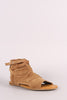 Bamboo Slouchy Cutout Suede Open Toe Flat Sandal