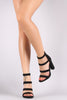 Bamboo Strappy Suede Ladder-Up Chunky Heel