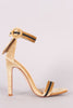 Velvet Embroidered Military Stripe Ankle Strap Heel