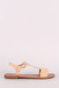 Breckelle Nubuck T-Strap Open Toe Flat Sandal