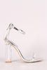 Metallic Ankle Strap Chunky Lucite Heel