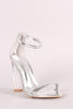 Metallic Ankle Strap Chunky Lucite Heel