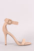 Breckelle Suede Buckle Ankle Strap Single Sole Heel