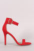 Breckelle Suede Buckle Ankle Strap Single Sole Heel