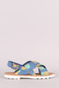 Qupid Pineapple Print Cross Band Slingback Flat Sandal