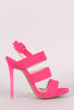 Qupid Nubuck Triple Band Slingback Stiletto Heel