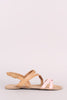 Qupid Two Tone Strappy Open Toe Studded Flat Sandal