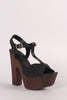 Breckelle T-Strap Chunky Faux Wooden Platform Heel