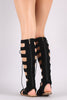 Bamboo Knee High Lace Up Gladiator Flat Sandal