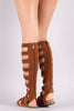 Bamboo Knee High Lace Up Gladiator Flat Sandal