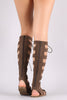 Bamboo Knee High Lace Up Gladiator Flat Sandal