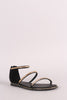 Bamboo Metallic Accent Triple Straps Flat Sandal