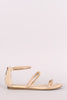 Bamboo Metallic Accent Triple Straps Flat Sandal