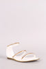 Bamboo Metallic Accent Triple Straps Flat Sandal
