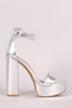 Bamboo Metallic Open Toe Platform Chunky Heel