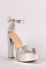 Bamboo Metallic Open Toe Platform Chunky Heel