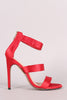 Liliana Satin Triple Band Open Toe Stiletto Heel