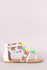 Pom Pom T-Strap Chevron Ankle Cuff Gladiator Thong Flat Sandal