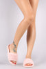 Bamboo Open Toe Fluffy Faux Fur Slide Sandal