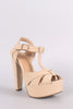 Bamboo Nubuck T-Strap Chunky Platform Heel
