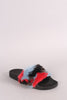 Qupid Camouflage Faux Fur Slide Sandal