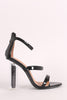 Patent Triple Straps Chunky Perspex Glitter Heel