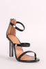 Patent Triple Straps Chunky Perspex Glitter Heel