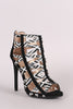 Qupid Printed Cutout Caged Design Stiletto Heel