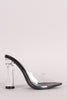 Transparent Pointy Toe Chunky Perspex Heel Mule Pump