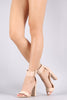 Suede Open Toe Ankle Strap Chunky Heel