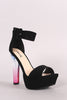 Qupid Nubuck Ankle Strap Platform Ombre Perspex Heel