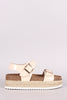 Qupid Patent Buckled Ankle Strap Espadrille Flatform Sandal