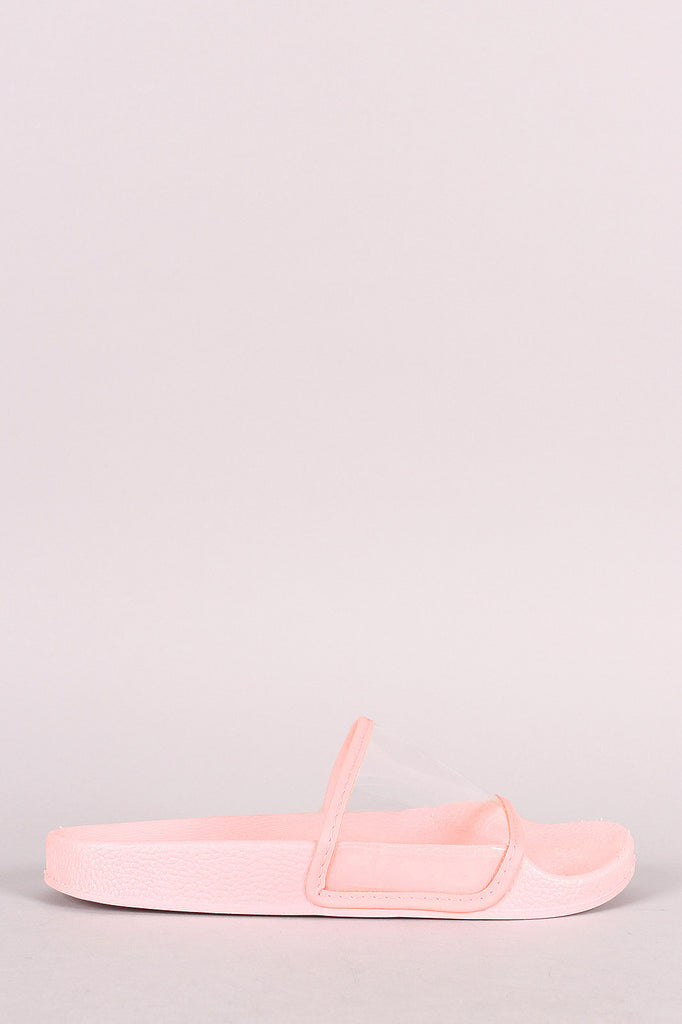 Transparent Lucite Band Slide Sandal