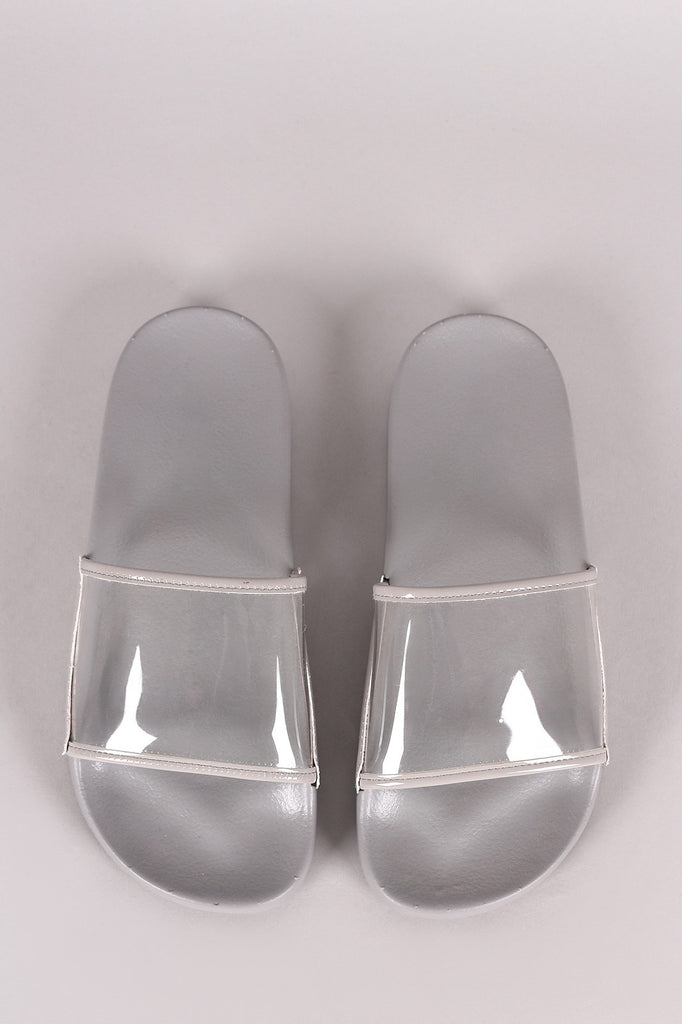 Lucite Band Open Toe Slide Sandal